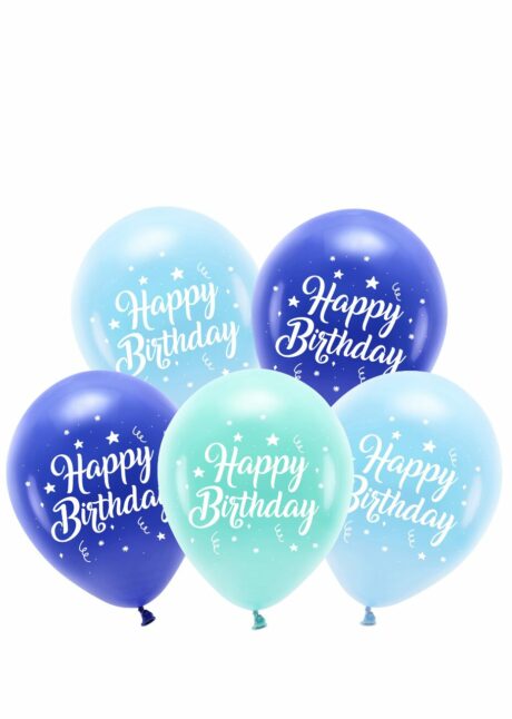 ballons latex anniversaire, ballons bleus anniversaire, ballons joyeux anniversaire, Ballons Latex Happy Birthday Bleus 30 cm Biodégradables