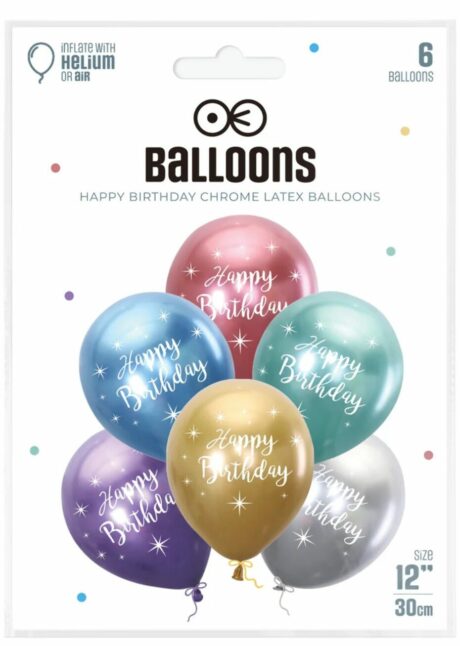ballons anniversaires en latex, ballons anniversaires brillants, Ballons Latex Happy Birthday Brillants 30 cm