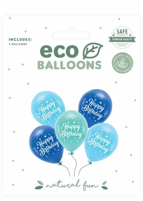 ballons latex anniversaire, ballons bleus anniversaire, ballons joyeux anniversaire, Ballons Latex Happy Birthday Bleus 30 cm Biodégradables