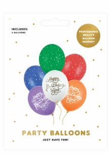 ballons anniversaire multicolores, ballons joyeux anniversaire latex, ballons hélium anniversaire