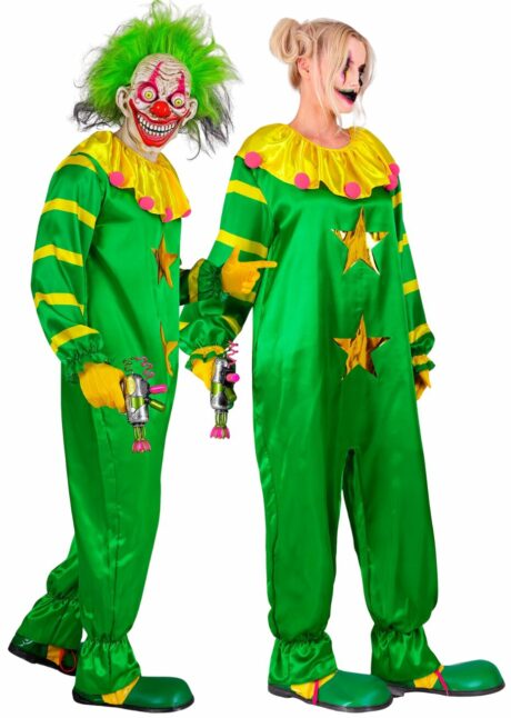 déguisement clown Halloween adulte, déguisement clown effrayant adulte, costume clown adulte, Déguisement Clown Effrayant de l&rsquo;Espace – Vert