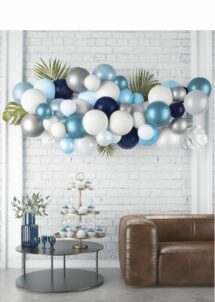 guirlande de ballons bleus et argent, arche ballons bleu et argent, kit ballons, kit arche ballons
