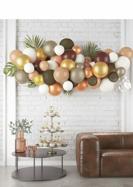 arche de ballons moka, guirlande de ballons moka et dorés, kit arche de ballons, Guirlande de Ballons Moka et Dorés