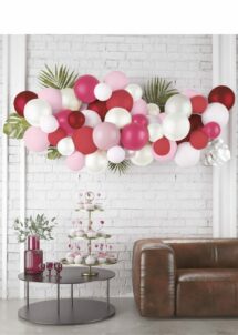 arche ballons roses et blancs, guirlande ballons roses et blancs, kits ballons roses et blancs