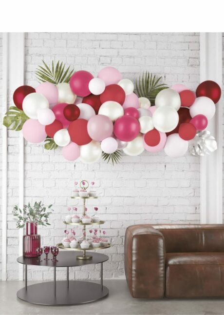 arche ballons roses et blancs, guirlande ballons roses et blancs, kits ballons roses et blancs, Guirlande de Ballons Roses et Blancs