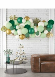 arche de ballons verts blancs or, guirlande ballons verts blancs or, kit ballons verts et dorés