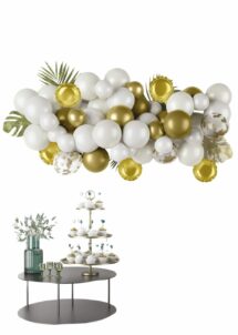 guirlande ballons blancs et or, arche ballons blancs et or, kit ballons blancs et or