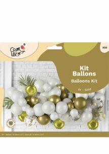 guirlande ballons blancs et or, arche ballons blancs et or, kit ballons blancs et or