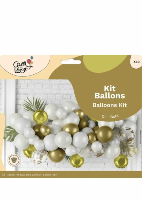 guirlande ballons blancs et or, arche ballons blancs et or, kit ballons blancs et or, Guirlande de Ballons Blancs et Or