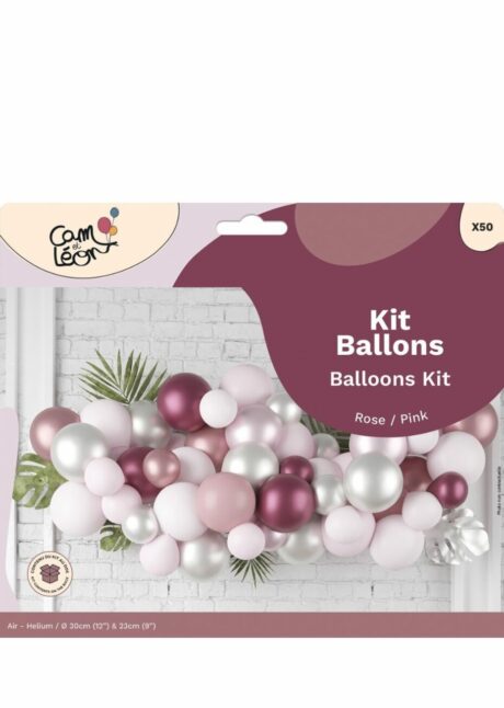 arche ballons roses et blancs, guirlande ballons roses et blancs, kits ballons roses et blancs, Guirlande de Ballons Roses et Blancs