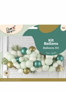 arche de ballons verts blancs or, guirlande ballons verts blancs or, kit ballons verts et dorés