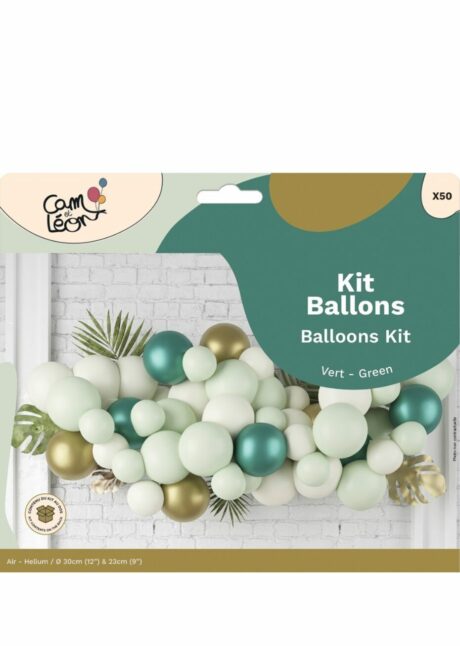 arche de ballons verts blancs or, guirlande ballons verts blancs or, kit ballons verts et dorés, Guirlande de Ballons Verts, Blancs et Or