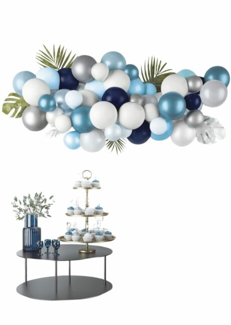 guirlande de ballons bleus et argent, arche ballons bleu et argent, kit ballons, kit arche ballons, Guirlande de Ballons Bleus et Argent