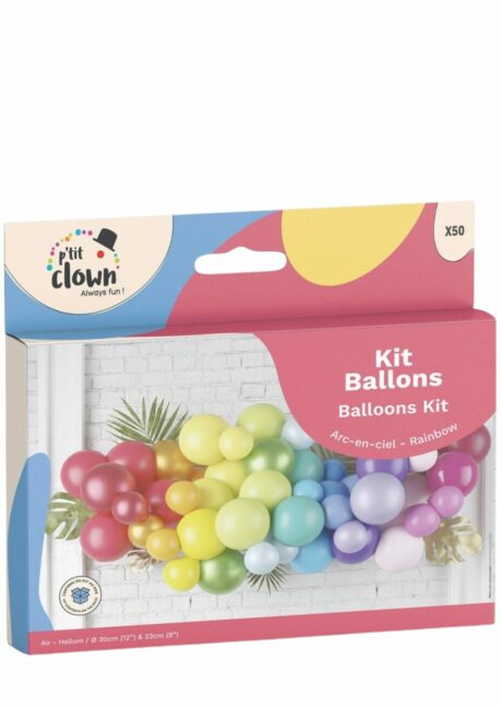 guirlande de ballons, arche de ballons, ballons arc en ciel, guirlande ballons multicolores, Guirlande de Ballons Arc En Ciel