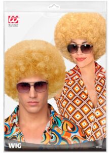 perruque afro blonde, perruque disco blonde, perruque année 70,