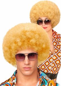 perruque afro blonde, perruque disco blonde, perruque année 70,