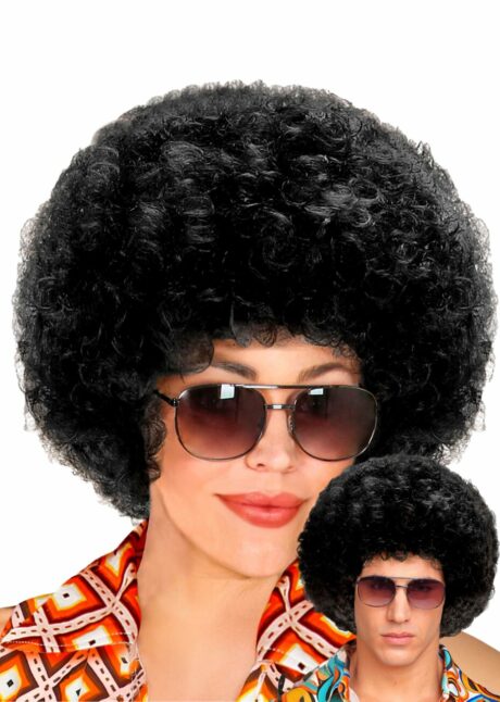 perruque disco, perruque afro, perruque années 70, perruque noire, Perruque Afro Courte Noire – Années 70 et Disco