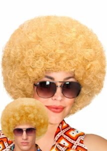 perruque afro blonde, perruque disco blonde, perruque année 70,