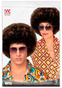 perruque afro châtain, perruque afro années 70, perruque disco afro