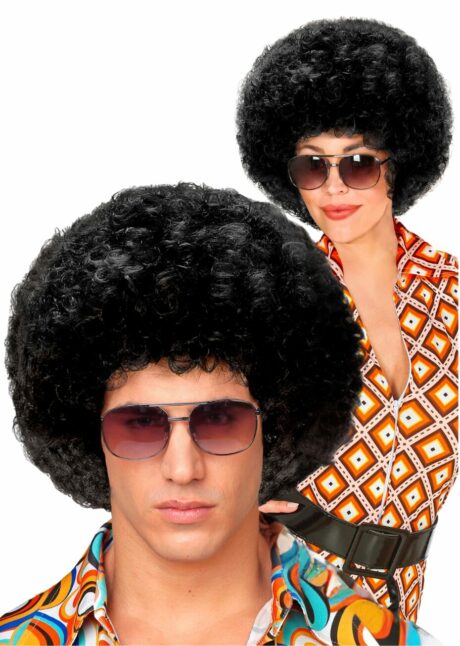 perruque disco, perruque afro, perruque années 70, perruque noire, Perruque Afro Courte Noire – Années 70 et Disco
