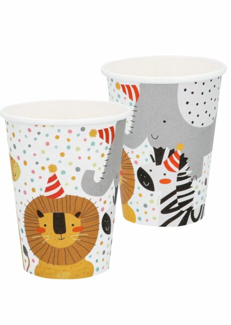 gobelets en carton, gobelets jungle, Gobelets en Carton Animaux de la Jungle – Anniversaire Enfant – 25 cl