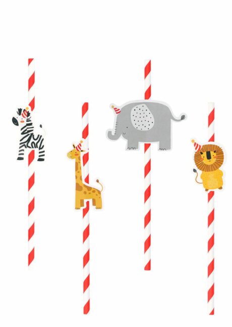 pailles anniversaire animaux, pailles pour anniversaire, Pailles Anniversaire Animaux de la Jungle – Lot de 6