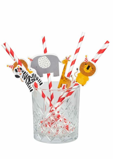 pailles anniversaire animaux, pailles pour anniversaire, Pailles Anniversaire Animaux de la Jungle – Lot de 6