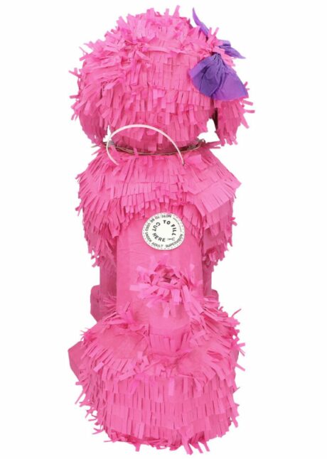PINATA ANNIVERSAIRE CHIEN ROSE, pinata anniversaire fille, Pinata Caniche Rose – Anniversaire Thème Chien – 45 cm