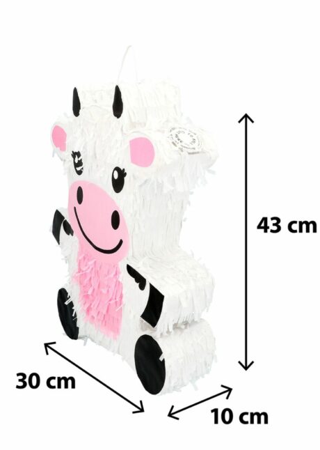 PINATA VACHE ANNIVERSAIRE, pinata anniversaire enfant, Pinata Vache Kawaii Blanche et Rose – Anniversaire – 43 cm