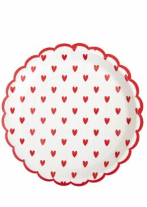 assiettes coeurs rouges, assiettes saint valentin, assiettes coeurs