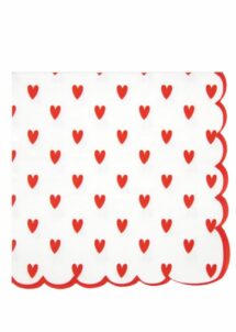 serviettes coeurs rouges, serviettes saint valentin, serviettes coeurs
