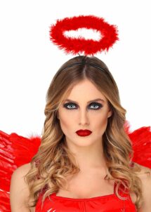 auréole d'ange rouge, auréole plumes rouge, auréole d'ange, Auréole d&rsquo;Ange en Plumes Rouges, Serre-tête