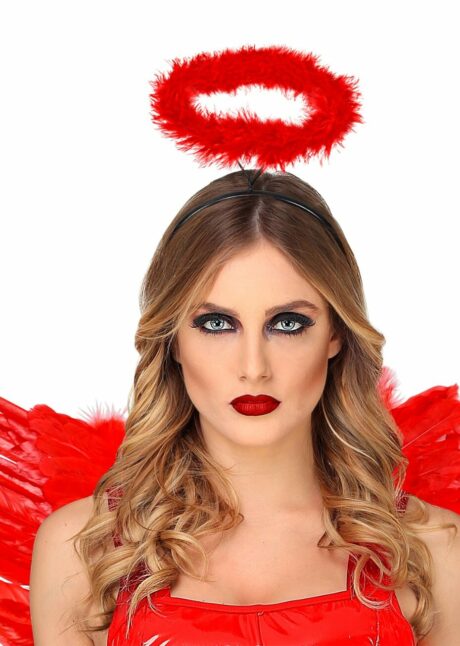 auréole d'ange rouge, auréole plumes rouge, auréole d'ange, Auréole d&rsquo;Ange en Plumes Rouges, Serre-tête