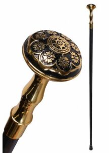 canne déguisement pommeau doré, canne de déguisement métal, Canne de Déguisement Luxe en Métal, Pommeau Boule Dorée Gravée