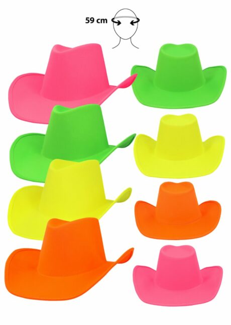 chapeau cowboy fluo, chapeau de cowboy fluo, Chapeau de Cowboy Fluo, Fluorescent sous Lumière Noire