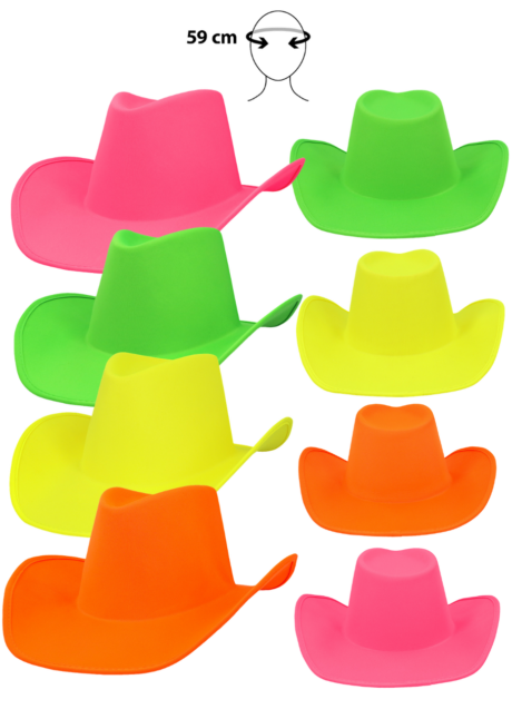 chapeau cowboy fluo, chapeau de cowboy fluo, Chapeau de Cowboy Fluo, Fluorescent sous Lumière Noire