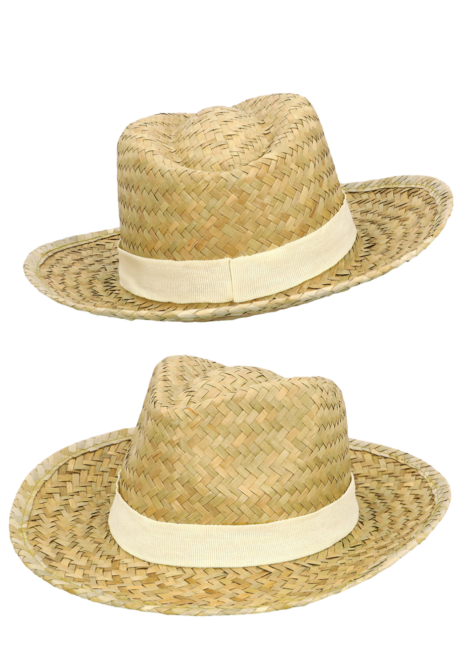 CHAPEAU DE PAILLE déguisement, chapeau de paille ruban blanc, Chapeau de Paille Naturelle, Hawaien, Summer
