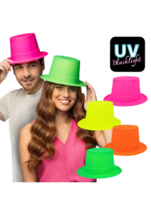 chapeau fluo, chapeau haut de forme fluo, chapeau fluorescent lumière noire