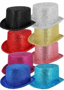 chapeau haut de forme paillettes, chapeau haut de forme brillant, Chapeau Haut-de-Forme à Paillettes, en Maille Brillante