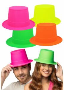 CHAPEAU HAUT DE FORME FLUO, chapeau fluo, Chapeau Haut-de-Forme Fluo, Fluorescent sous Lumière Noire