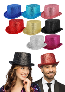 chapeau haut de forme paillettes, chapeau haut de forme brillant