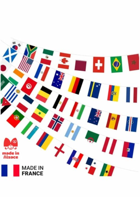 GUIRLANDE PAYS COUPE DU MONDE 2026, guirlande coupe du monde, Guirlande 48 Fanions Drapeaux du Monde, Coupe du Monde 2026