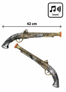 pistolet de pirate, pistolet pirate sonore, pistolt pirate effet vieilli, Pistolet de Pirate Sonore, Effet Métal Vieilli, 42 cm