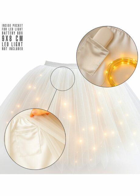 TUTU BLANC LED, Tutu Blanc Femme Court, Bouffant
