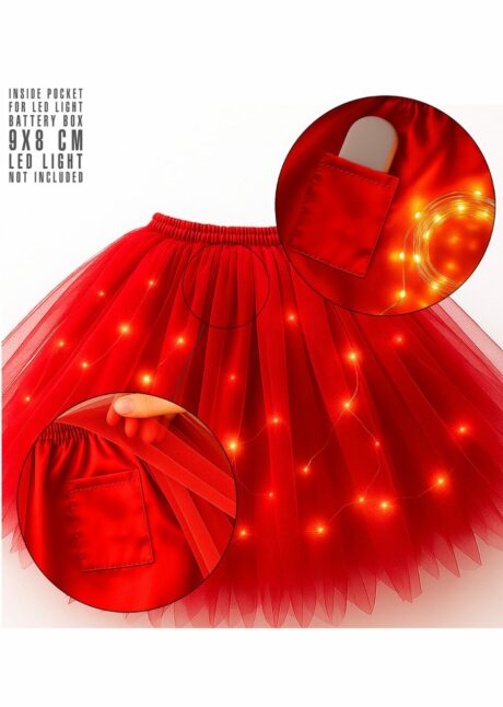 TUTU ROUGE LED, Tutu Rouge Femme Court, Bouffant