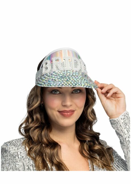 visière Bride pour evjf, casquette Bride, accessoire EVJF, Visière EVJF Bride, Holographique à Strass