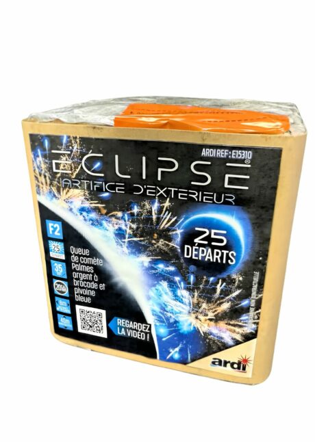feu d'artifice Eclipse, feu d'artifice automatique, boite de feu d'artifice, Feu d&rsquo;Artifice Bleu Eclipse – Pivoine Bleue, 25 Coups, 40 m