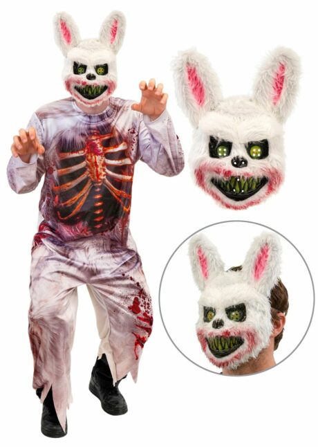 déguisement lapin tueur, déguisement lapin Halloween avec masque, masque lapin horreur, Déguisement de Lapin Tueur Ensanglanté