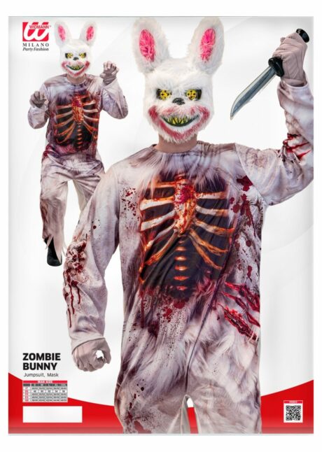 déguisement lapin tueur, déguisement lapin Halloween avec masque, masque lapin horreur, Déguisement de Lapin Tueur Ensanglanté