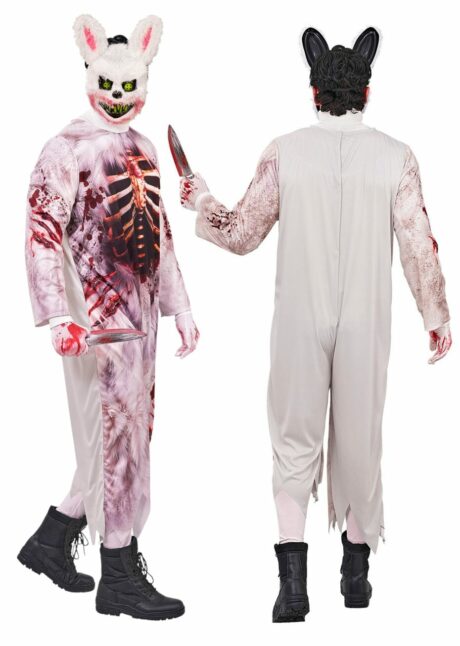 déguisement lapin tueur, déguisement lapin Halloween avec masque, masque lapin horreur, Déguisement de Lapin Tueur Ensanglanté
